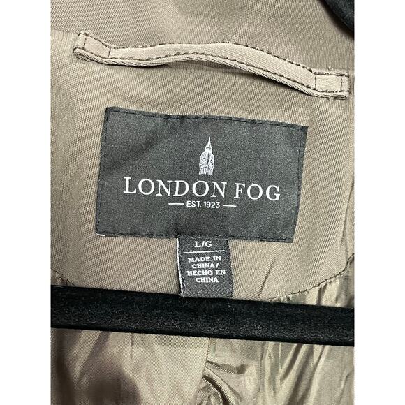 London Fog Olive Green Trench Hooded Coat Jacket Women’s Size Large Winter - Picture 4 of 5